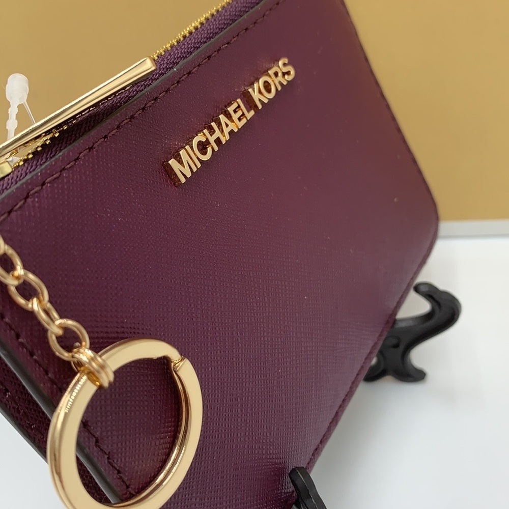 MICHAEL KORS SMALL TOP ZIP COINPOUCH WITH ID BORDEAUX COLOR - Picture 9 of 11